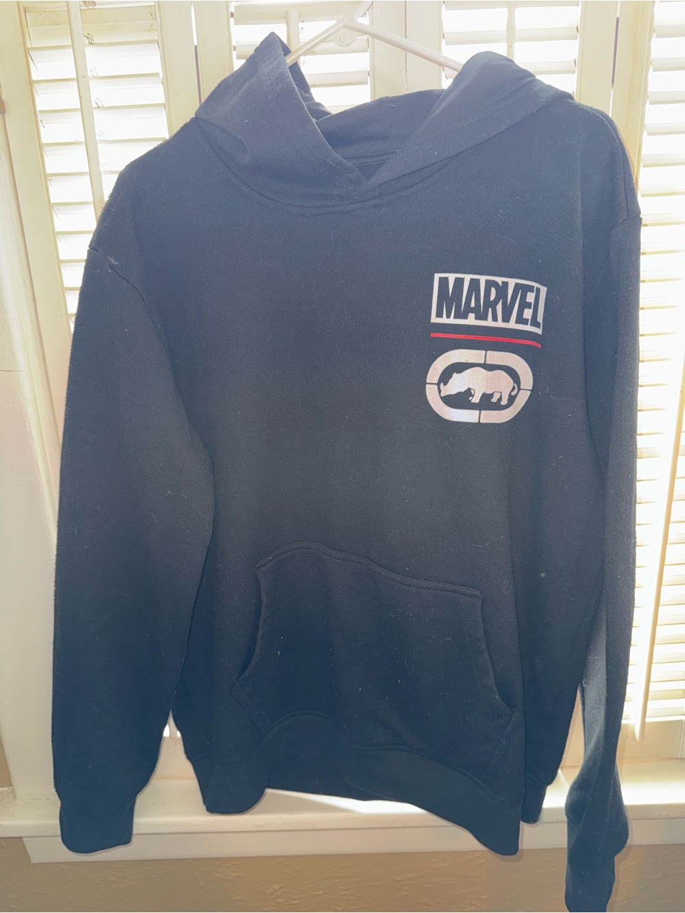 Marvel Men's Black Hoodie with White & Red Logo